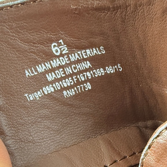 Brown Ankle Boot Bootie Zip Up Faux Leather Strap Target Womens 6.5 Block Heel - Picture 8 of 14